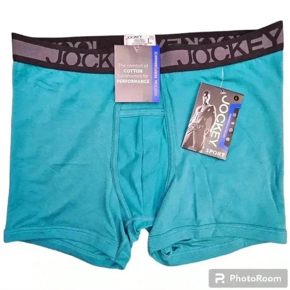 Jockey Sport Cotton Performance Boxer Briefs Keyhole Teal #8060 Size L or XL - Picture 1 of 6